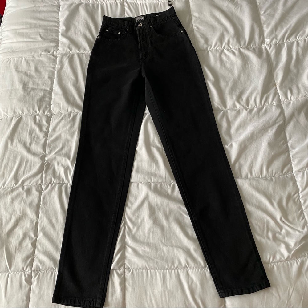 Gianfranco Ferre Vintage High Waist Slim Fit Black Denim Jeans